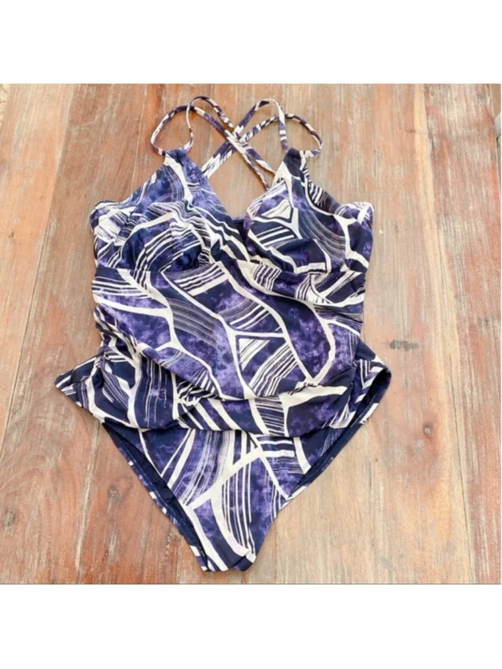 La Blanca Bali Hai Navy White One Piece Swimsuit 22W
